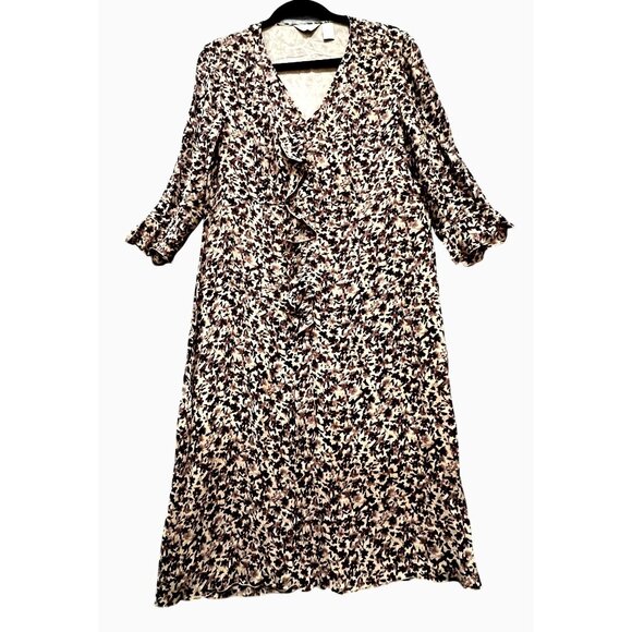 J. Jill Womens Med Romantic Boho Cottagecore Peasant Ruffle Front Floral Dress - Picture 3 of 11